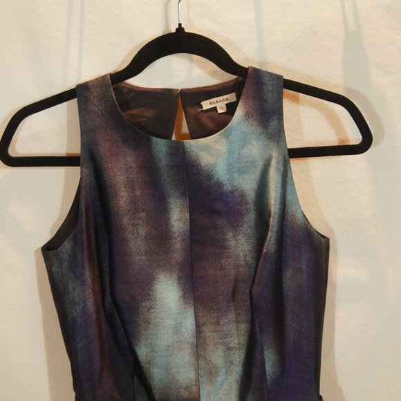 P.A.R.O.S.H. Wool/Silk Abstract Print Belted Fit Flare Dress Made Italy - Picture 7 of 7